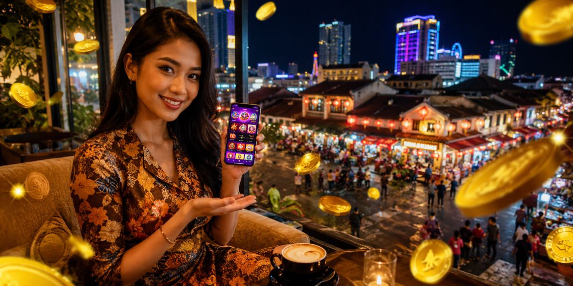 Pengguna Melaka berpakaian batik menggunakan kasino mudah alih gfl2 dari telefon pintar
